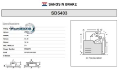 ���� ��������� AUDI A3 96-/Skoda Octavia 96-/VW BORA/GOLF IV/V �������� D 280��. Sangsin Brake SD5403 SD5403 ����