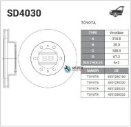���� ��������� Toyota LAND Cruiser Prado 09- ���. ����. [319x28] 6 ���. Sangsin Brake SD4030 SD4030 ����