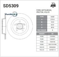 ���� ��������� FORD Focus 04-/08-/Volvo C30/C70 ������ Sangsin Brake SD5309 SD5309 ����