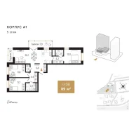 3-���������, ����� ���������� 3/1. ������, ����������, 89,5���.��., 5/22 ���� ����� � IV ��. 2026 ����