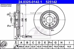 ���� ����. ���. ����. [308x25] 5 ���. Power Disc OPEL Astra H 04-10/Meriva B 10-/Zafira B 05-, SAAB 9-5 98-09 24032501421 ����