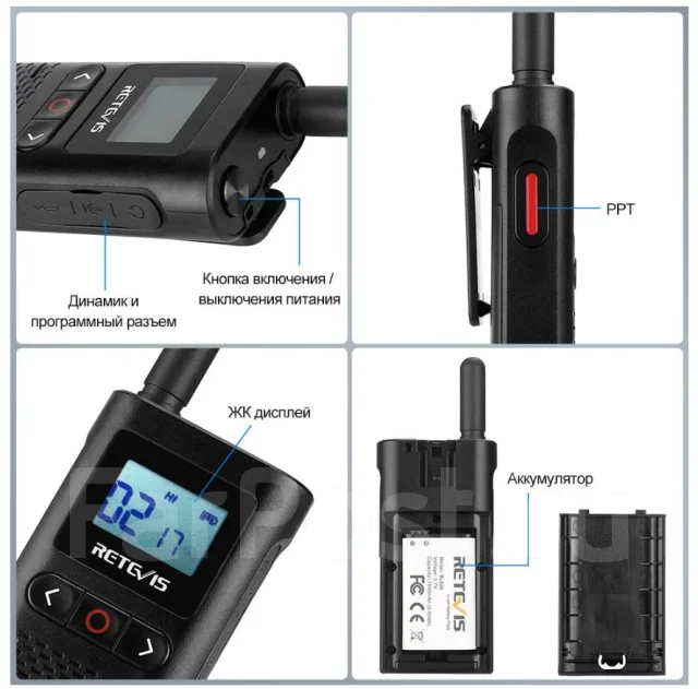 Радиостанция Retevis RB628 PMR446 2шт. Type-C 0.5W Black, новый, в ...