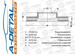 ���� ��������� �������� Avantech Toyota Avensis 250; BR0103S BR0103S ����