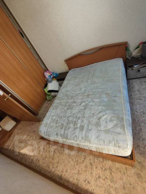 Кровать двуспальная, дсп, матрас в комплекте, коричневый, 145,0 см, 30 ...
