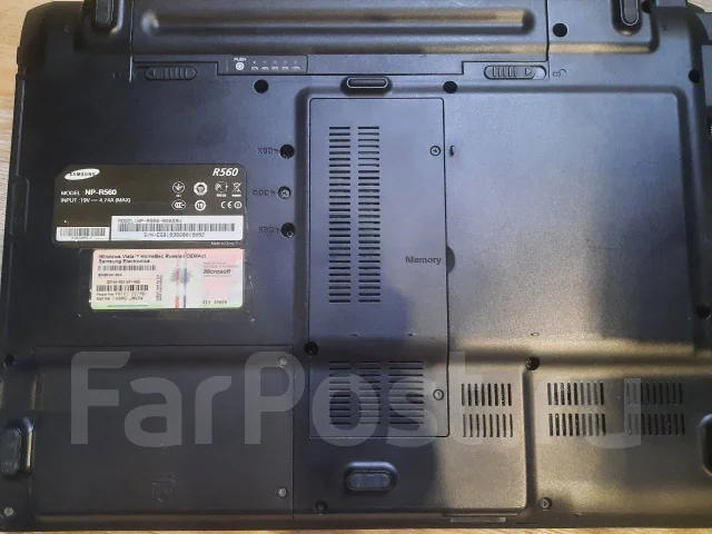Samsung R560. 15.6", 2,6����, ��� 3072 ��, ���� 500���, WiFi: 1, Bluetooth: 1, ����������� �� 1��. ����