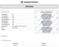 ������� �������� ������, Hyunda Solaris/I10/I30/I40/Tucson 09- Sangsin Brake SP4442 SP4442 ����