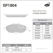 ������� ��������� ��������, �������� Sangsin Brake SP1804 SP1804 ����