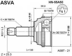 ���� �������� 30X60X26 Honda HR-V ASVA HN55A50 HN55A50 ����