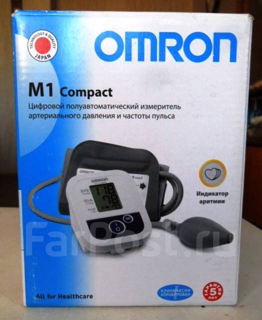 Тонометр Omron M1 Compact, б/у, в наличии. Цена: 1 000₽ во Владивостоке