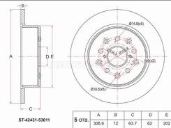   () Toyota Crown 99-07 / Mark II (X110) 00-04 / Lexus GS 97-04 / IS 98-05 / Toyota SAT ST-42431-53011 ST4243153011 