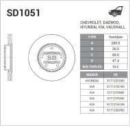 ���� ��������� �������� 280�26 / Sangsin Brake SD1051 ����