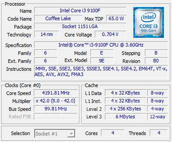 Intel Core i3-9100F ����