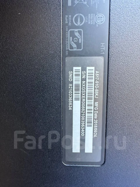 Acer. 17.3", 60,1����, ��� 6 ��, ���� 1 000���, WiFi: 1, Bluetooth: 1, ����������� �� 4��. ����