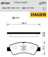 ������� ����. �������� Hagen Peugeot 206 (1.6) Sangsin Brake GP1241 GP1241 ����