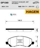������� ��������� �������� Hagen Chrysler Sebring III (2006-2010), Peugeot 4008 (2012- ), Mitsubishi Lancer IX-X (2000- ) Sangsin Brake GP1360 GP1360...