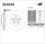 ���� ���������! Toyota Avensis (T22) 97-03 Sangsin Brake SD4049 SD4049 ����