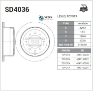 ���� ��������� Toyota LAND Cruiser J100 4.2-4.7 00-05/Lexus LX470 02-07 ������ Sangsin Brake SD4036 SD4036 ����