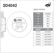 ���� ��������� ��������! Toyota Avensis/Camry all 93 Sangsin Brake SD4042 SD4042 ����