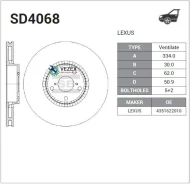 ���� ��������� �������� Lexus GS (GRS19 UZS19) 05-11 Sangsin Brake SD4068 SD4068 ����