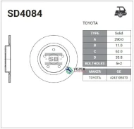 ���� ��������� ������! 290x34x5 Toyota Avensis 1.6-2.2D 08 Sangsin Brake SD4084 SD4084 ����