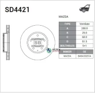 ���� ��������� Mazda 3 13- �������� ����. D 280�� Sangsin Brake SD4421 SD4421 ����
