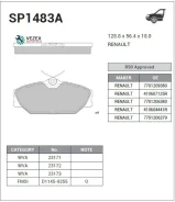 ������� �������� ��������! Renault Laguna 1.9DCi/Megane 1.8i/1.9DCi 99-02 SP1483A Sangsin Brake SP1483A SP1483A ����