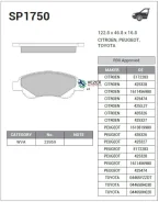 ������� �������� ��������! Citroen C1, Peugeot107, Toyota Aygo 1.0/1.4HDi 05 SP1750 Sangsin Brake SP1750 SP1750 ����