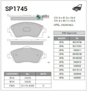 ������� �������� ��������! Opel Corsa 1.0-1.7DTi 00-01 SP1745 Sangsin Brake SP1745 SP1745 ����