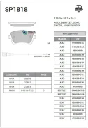 ������� ��������� AUDI A4/A6/A8/VW Multivan/T5/Phaeton ������ Sangsin Brake SP1818 SP1818 ����