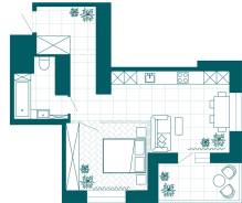 1-���������, �������� �������� 2�. �����������, ����������, 51,7���.��., 14/23 ���� ����� � III ��. 2027 ����