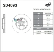���� ��������� Toyota RAV4 III (A30) (2006-2013) Sangsin Brake SD4093 SD4093 ����