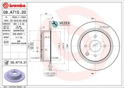 ���� ��������� Nissan Tiida/CUBE 04-/10- ����.292��. Brembo 08A71521 08A71521 ����