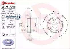 ���� ��������� (�����) Honda Civic 05-12 / LADA Largus 12-21 Brembo 08. A147.10, ������ 08A14710 ����