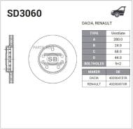    Dacia Duster 1.5 dCi 10- Renault Migane III/IV Scenic Fluence Sangsin Brake SD3060 Sangsin Brake SD3060 SD3060 