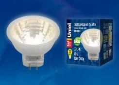 ����� ������������ GU4 MR11 3W 220V. ����������. 3000K. Uniel UL-00001702 ����