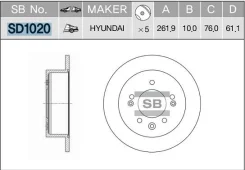 ���� ��������� ������ (261,9�10) 5 ��� Sangsin Brake SD1020 SD1020 ����