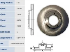 ���� ��������� �������� (252,8�20) 5 ��� Sangsin Brake SD1034 SD1034 ����