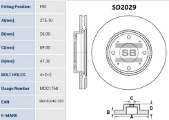 ���� ��������� �������� (275,1�26) 4 ��� Sangsin Brake SD2029 SD2029 ����