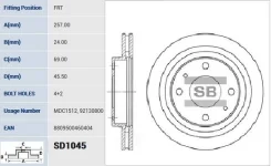 ���� ��������� ��������! Hyundai Elantra/Matrix 1.6/1.8/2.0i/1.5/2.0CRDi 00-06 Sangsin Brake SD1045 SD1045 ����