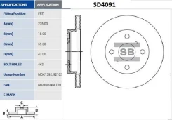 ���� ��������� ��������! Toyota Yaris 1.0-1.4D 99 Sangsin Brake SD4091 SD4091 ����