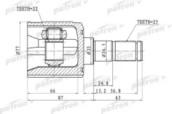 ���� ���������� 22x35x25 Hyundai GETZ 02-11, Accent/Verna 99- PCV1003 ����