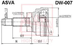 ���� �������� 22x52x22 Daewoo Daewoo : Kalos 1.4 ASVA DW-007 DW007 ����