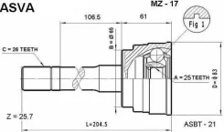 ���� �������� 25x65x26 ASVA MZ17 MZ17 ����
