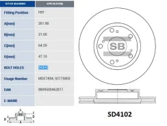 ���� ��������� ��������! Honda Civic IX (FK) 12 Sangsin Brake SD4102 SD4102 ����