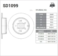 ����. ���� ���. [284x10] 5 ���. Hyundai Grandeur 2.2-3.3 06.06-/Sonata V(NF), VI(YF) 01.05-; KIA Optima 2.0-2.4 03.12- Sangsin Brake SD1099 SD1099 ���...