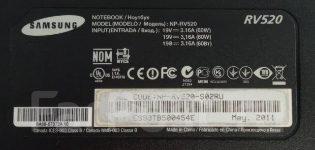 Samsung RV520. 15.6", 2,1����, ��� 8 ��, ���� 128���, WiFi: 1, Bluetooth: 1, ����������� �� 3��. ����