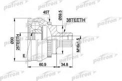 ���� ������ �-�� 38x59.5x25 ABS:45T AUDI: 80/90 Quattro 2.0-2.8 2.93-, AUDI: 100 03/83-11/90, � ABS 45 PCV1121 ����