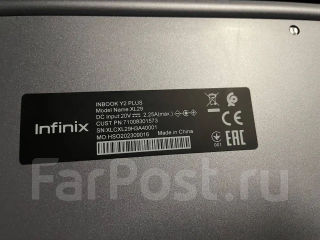 Infinix InBook Y2 Plus. 15.6", 3����, ��� 8 ��, ���� 256���, WiFi: 1, Bluetooth: 1, ����������� �� 12��. ����