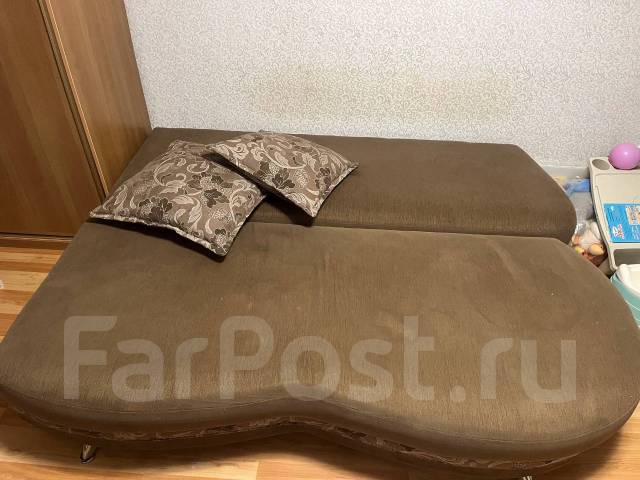 Диван раскладной, раскладушка, ткань, 210,0 см, 40,0 см, 166,0 см, б/у ...