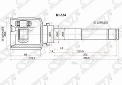 ���� (�������/ ������/ �����) Mitsubishi ASX 10- / Outlander 05-22 SAT MI654, ������ �������� MI654 ����